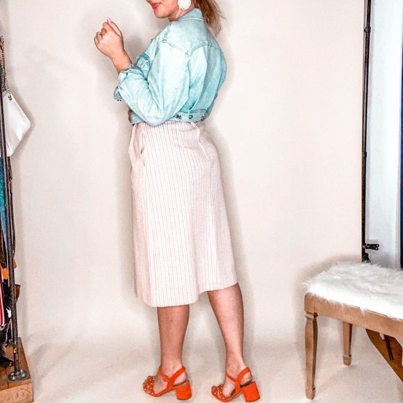 ✨SOLD✨ Vintage Wool Stripe Skirt Size 12 - Picture 3 of 6